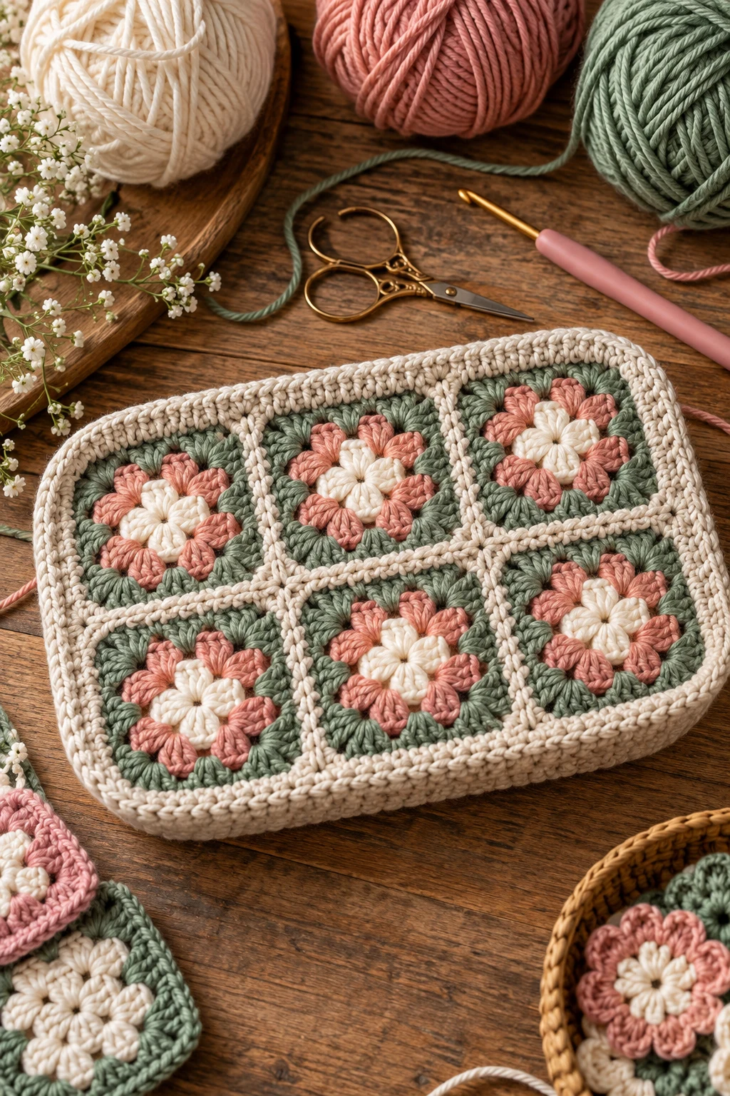 Granny-Square Inspired Base — crochet bag base style outfit