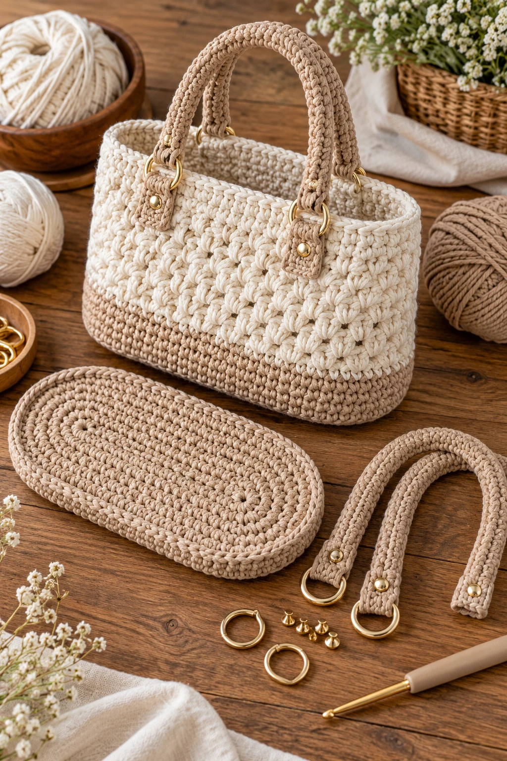 Crochet Bag Base and Handles Matched Together — crochet bag base style outfit