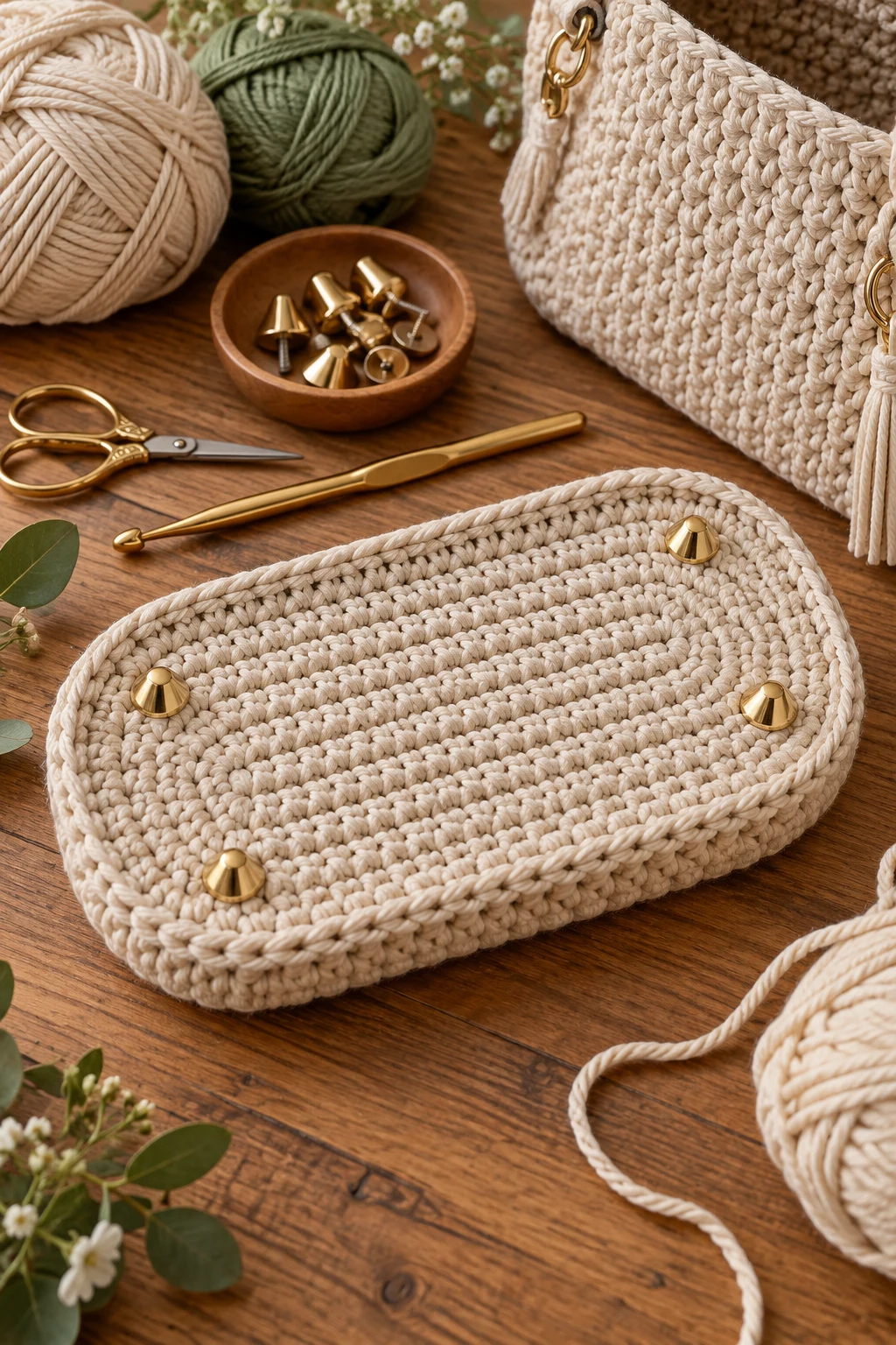 Crochet Bag Base With Metal Feet — crochet bag base style outfit