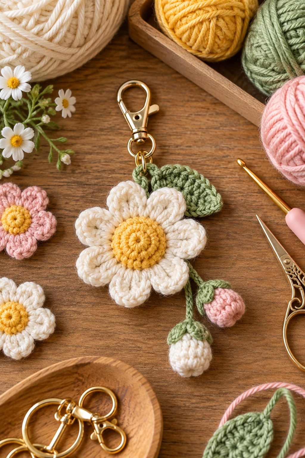 Pastel Daisy Charm — crochet bag charms aesthetic style outfit