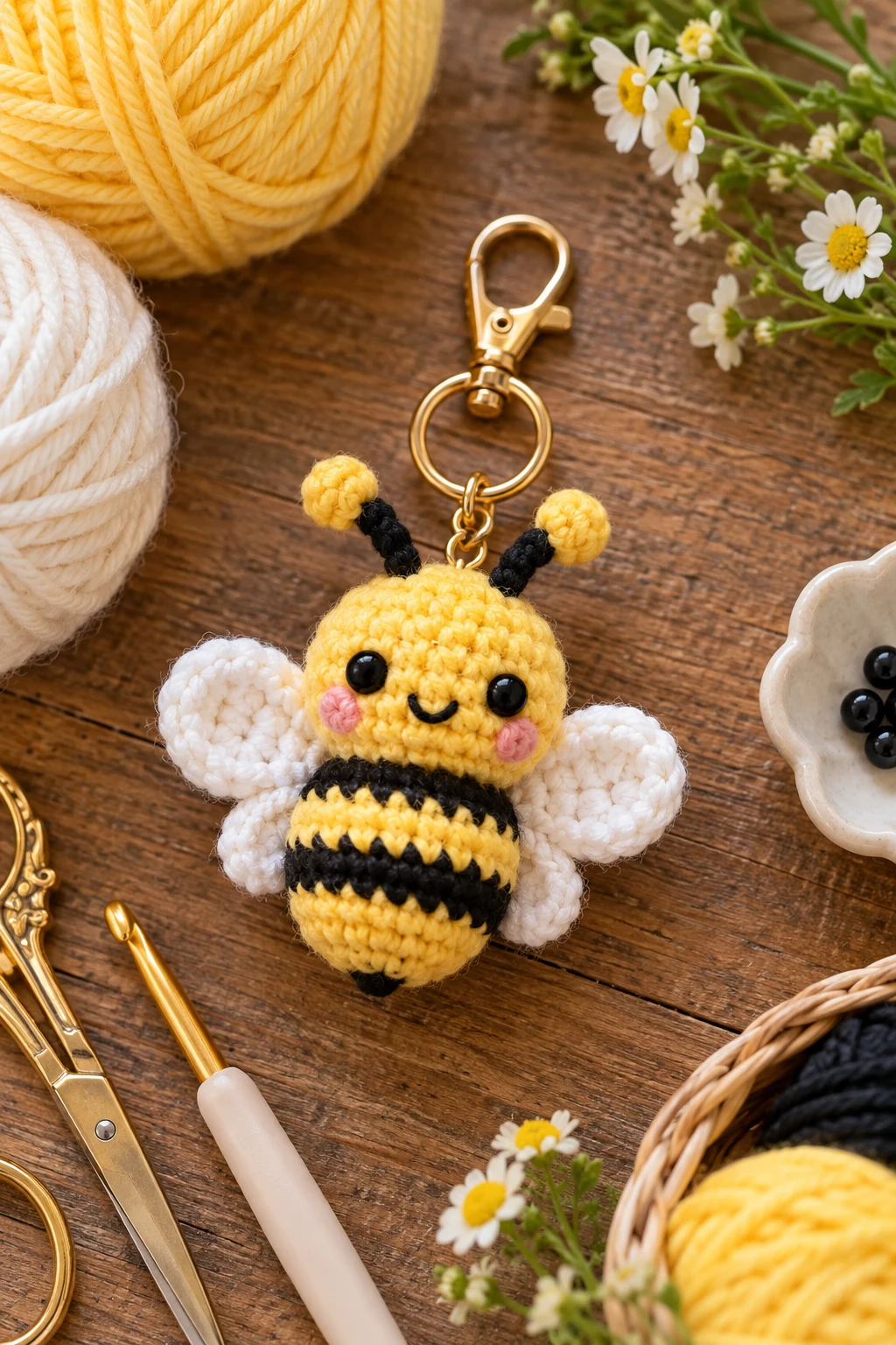 Tiny Bee Charm — crochet bag charms aesthetic style outfit