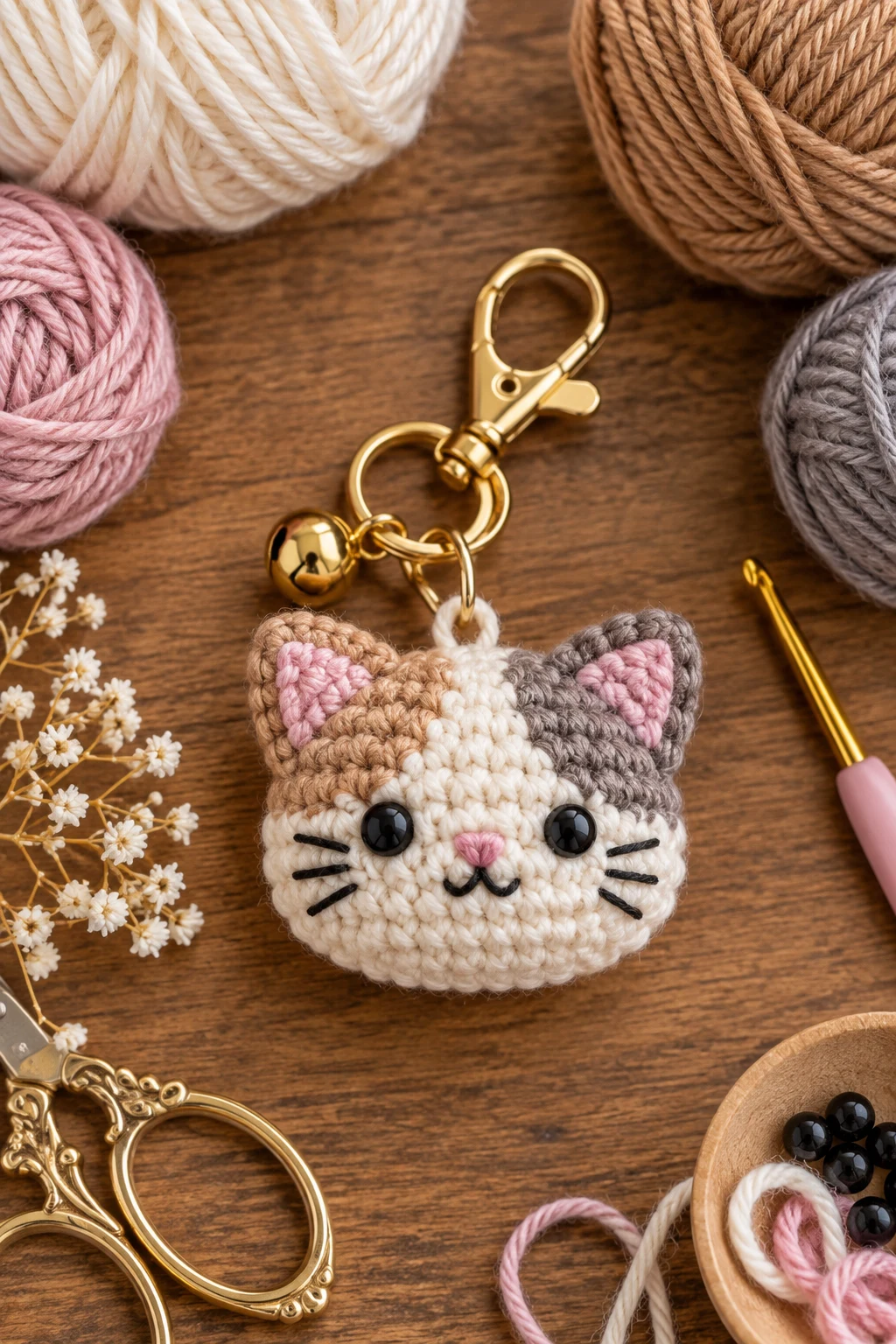 Tiny Cat Face — crochet bag charms aesthetic style outfit