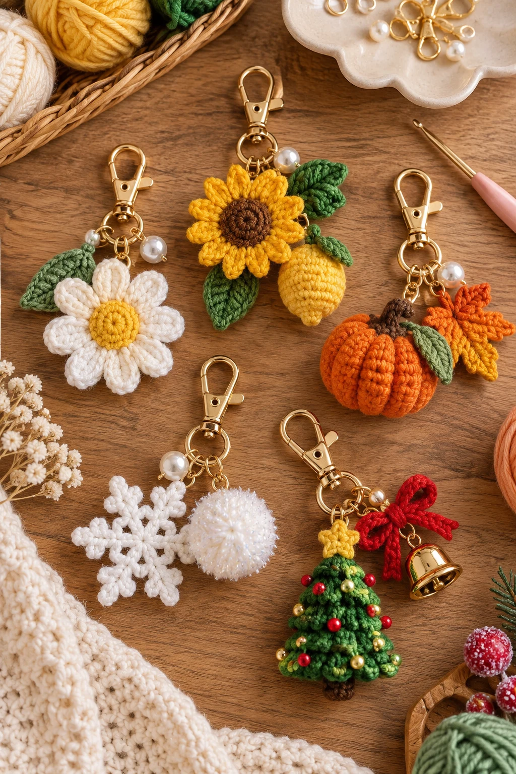 Seasonal Charm Collection — crochet bag charms aesthetic style outfit