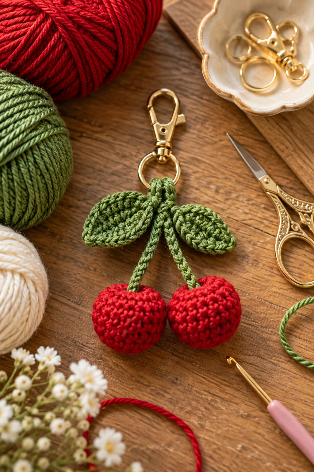 Cherry Pair Charm — crochet bag charms aesthetic style outfit
