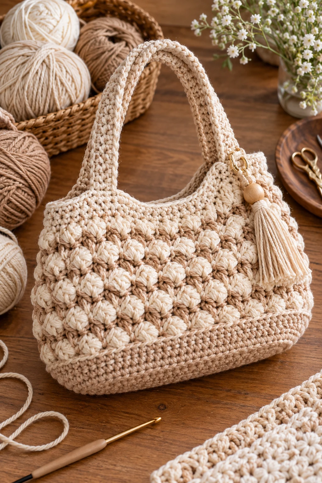 Textured Oval-Base Handbag — crochet bag ideas handbags style outfit