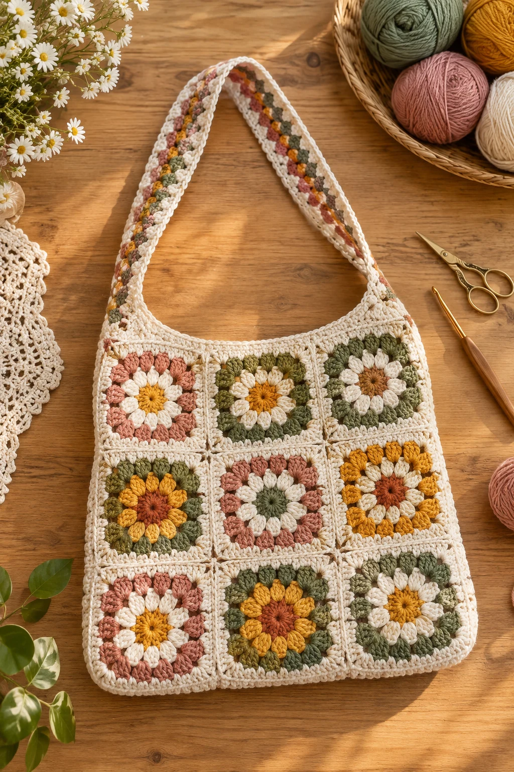 Granny Square Shoulder Bag — crochet bag ideas inspiration style outfit