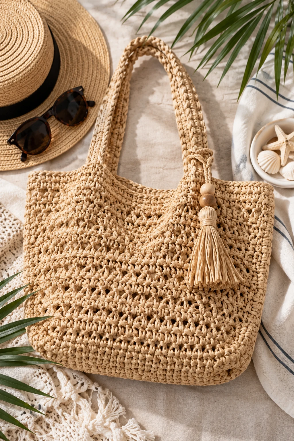 Raffia Summer Beach Bag — crochet bag ideas inspiration style outfit