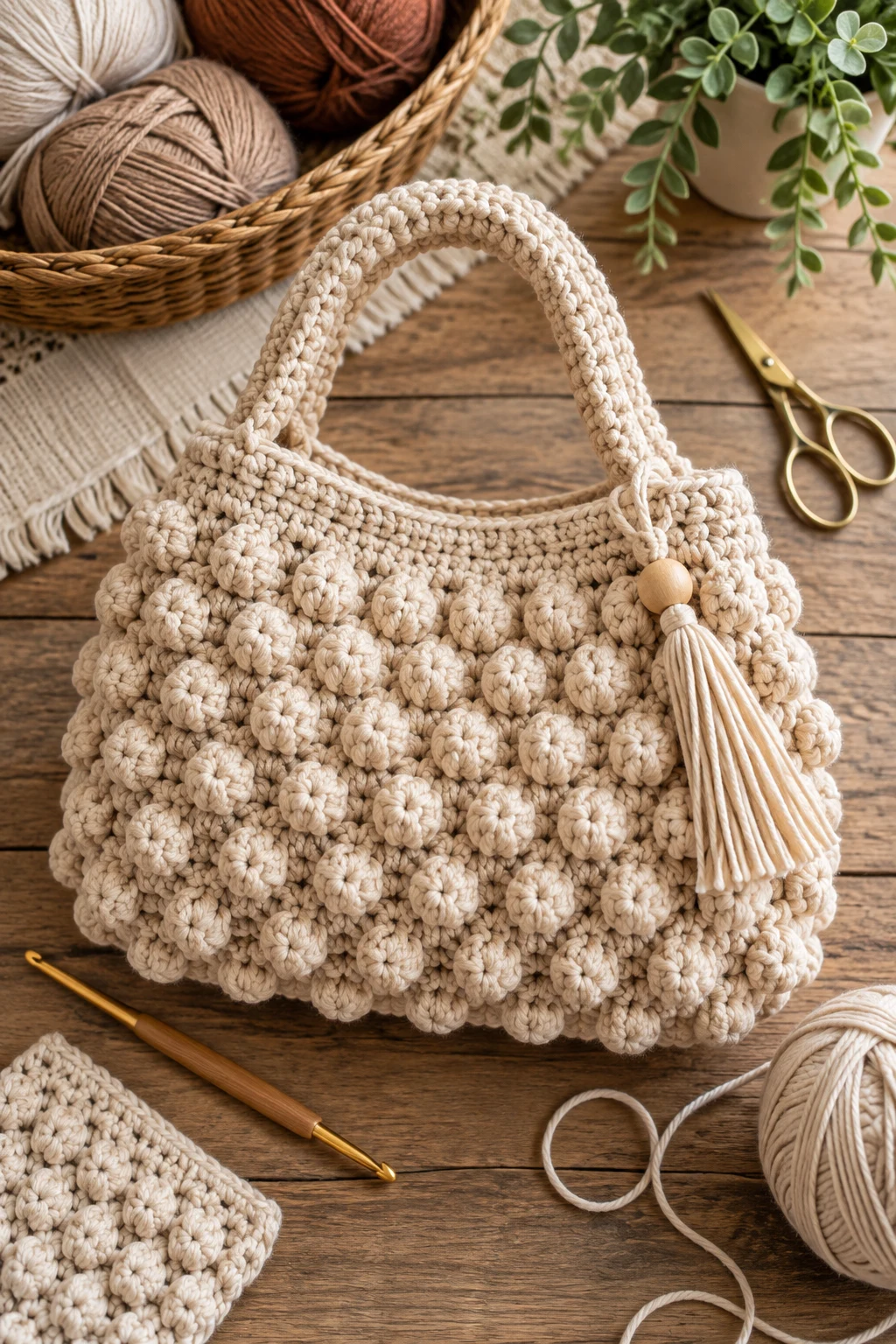 Textured Bobble Stitch Bag — crochet bag ideas inspiration style outfit