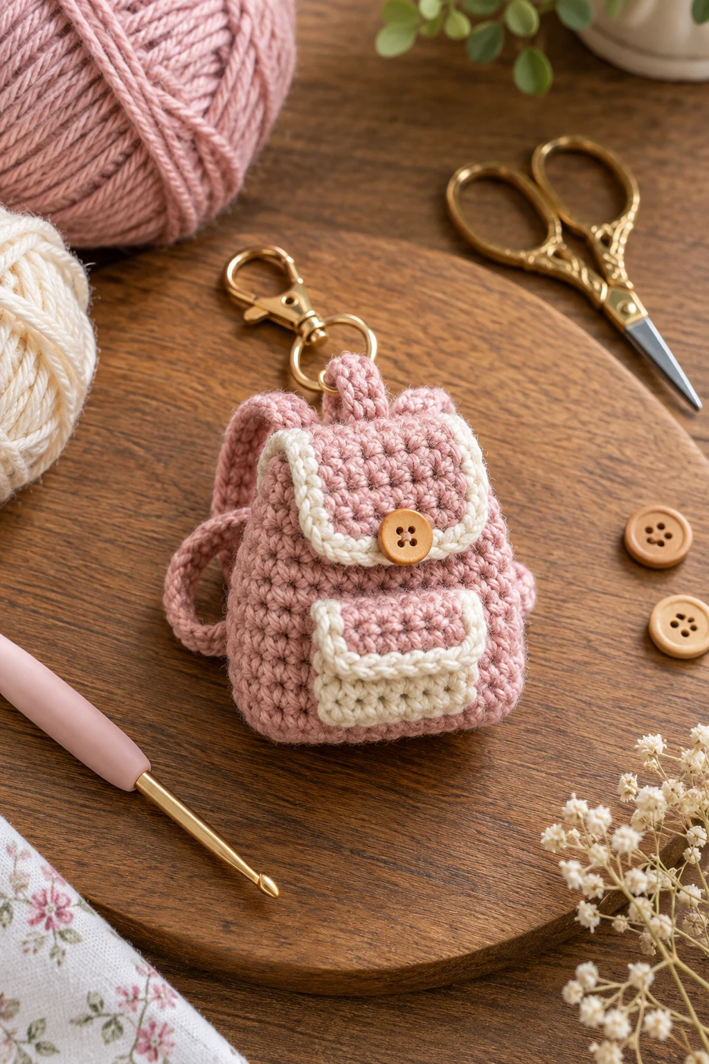 Tiny Crochet Backpack Keychain — crochet bag keychain style outfit