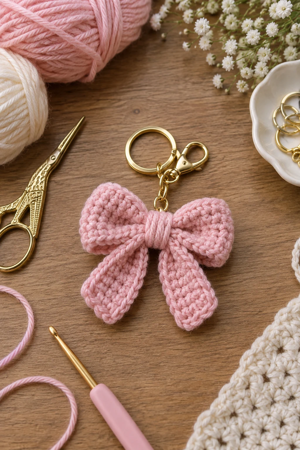 Tiny Crochet Bow — crochet bag keychain style outfit
