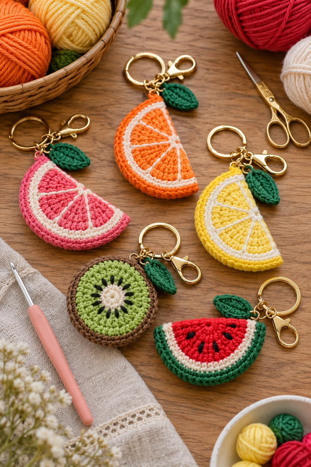 Fruit Slice Keychain — crochet bag keychain style outfit