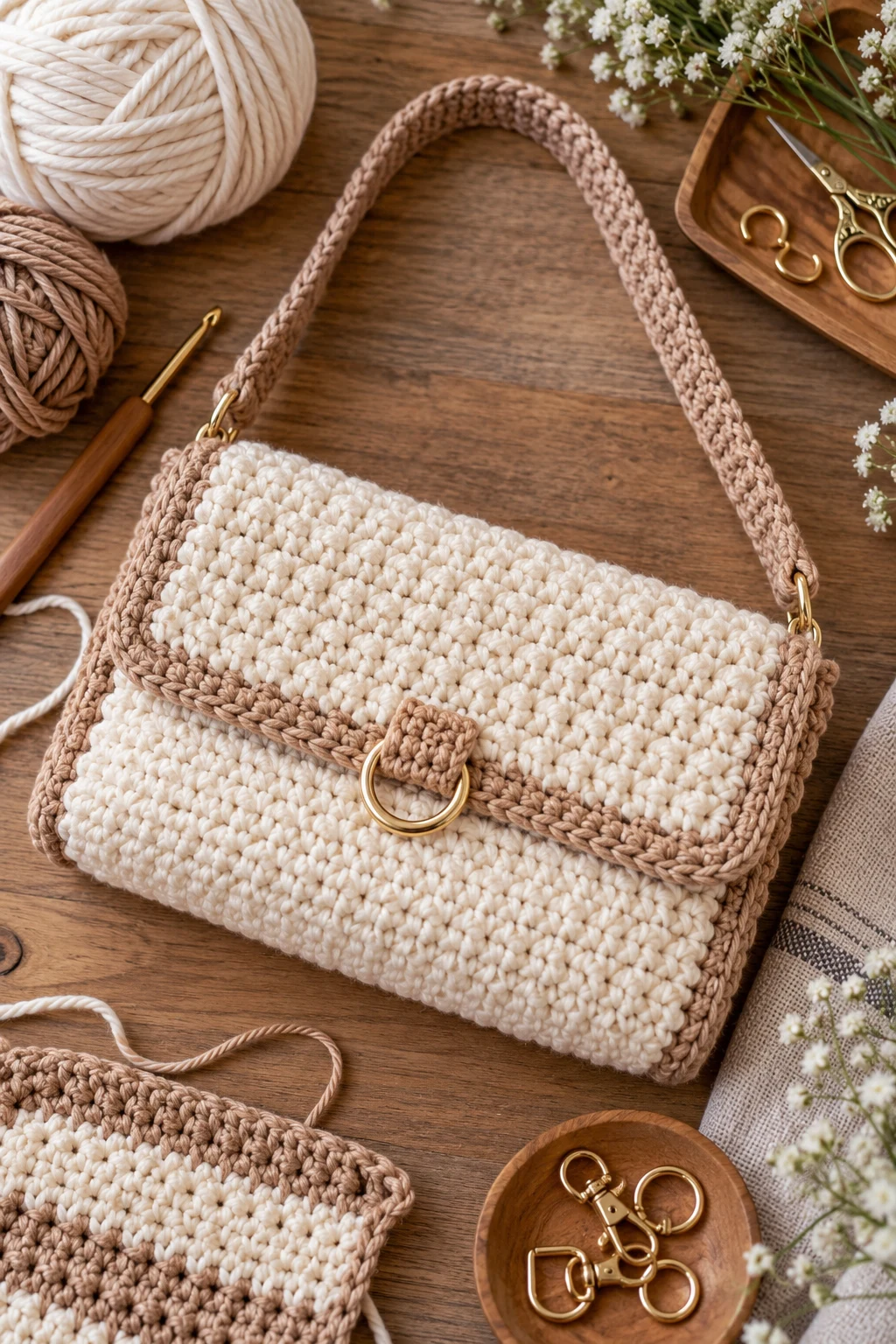 Foldover Flap Handbag Layout — crochet bag layout style outfit