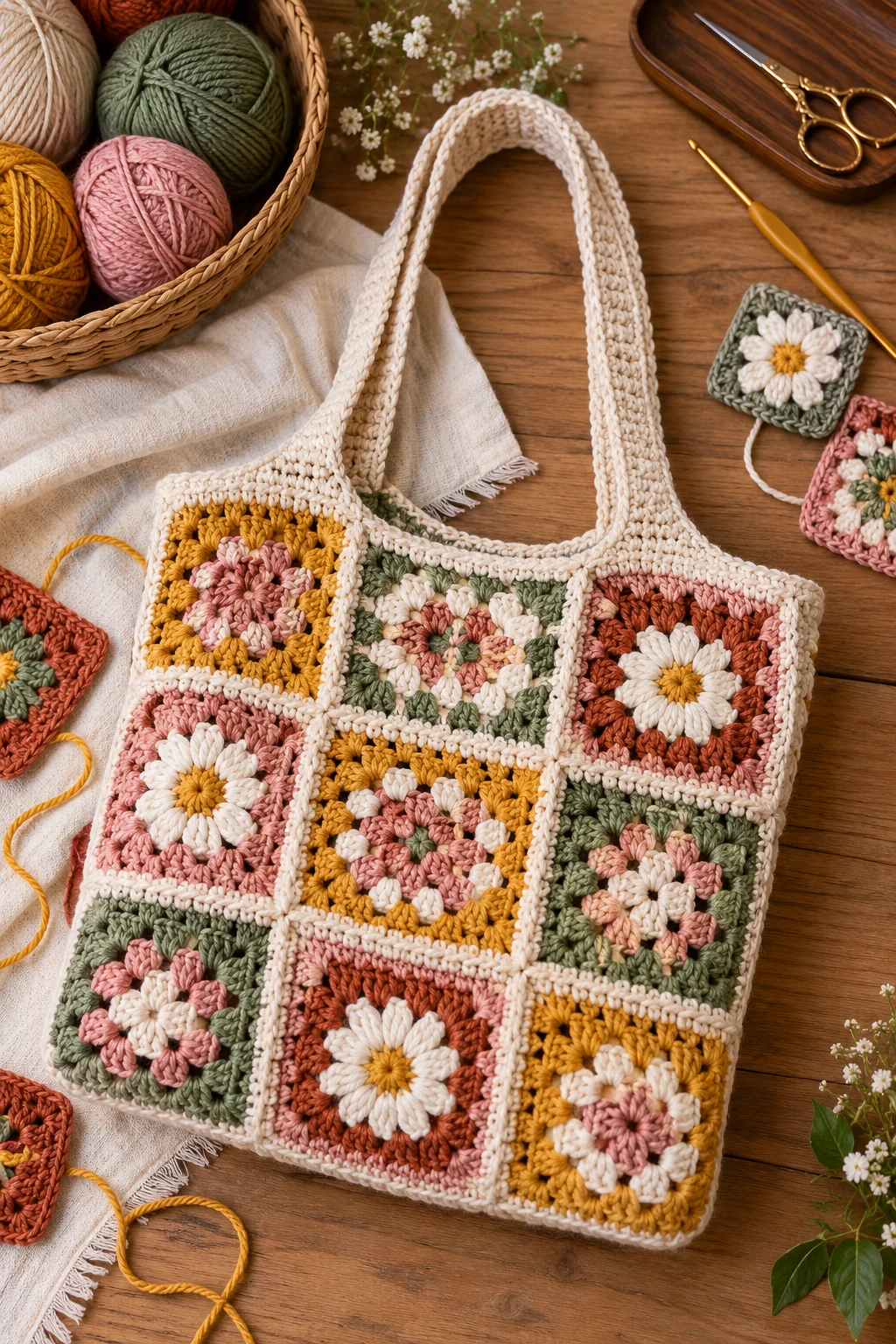 Patchwork Crochet Bag Layout — crochet bag layout style outfit