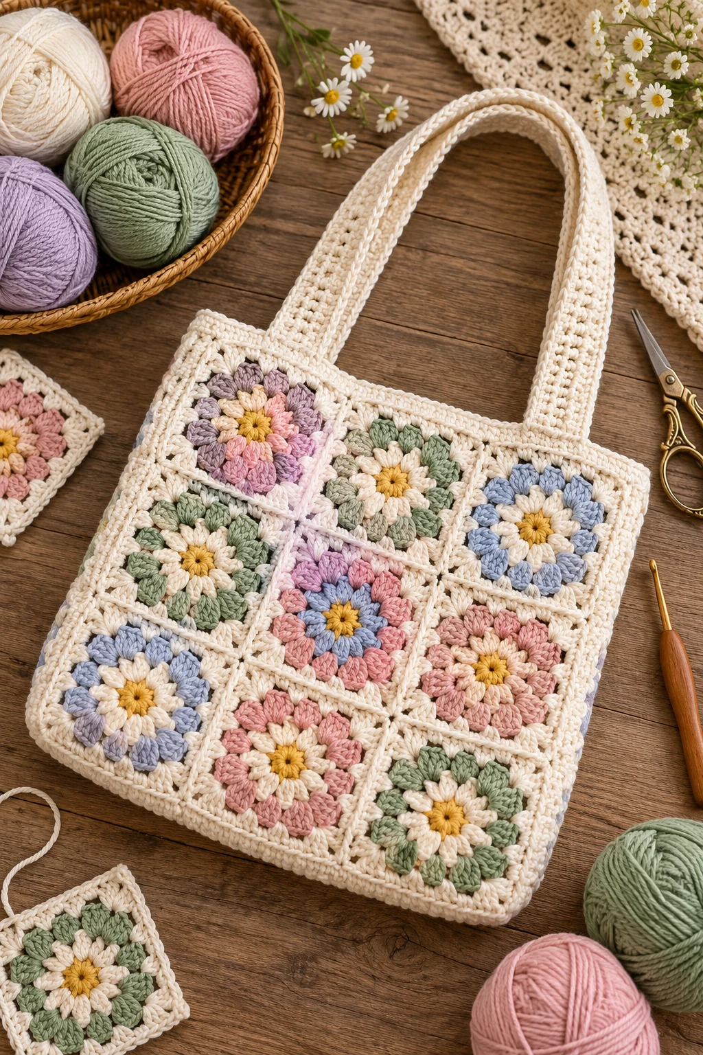 Crochet Granny Square Bag Layout — crochet bag layout style outfit