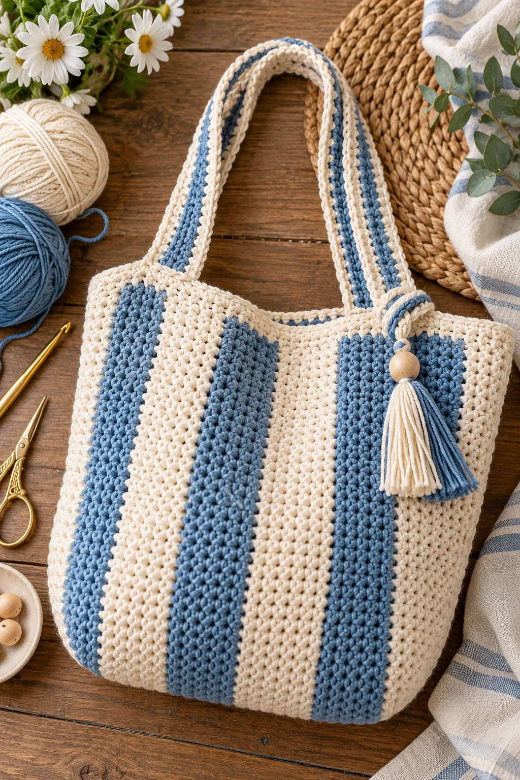 Vertical Stripe Crochet Bag — crochet bag layout style outfit