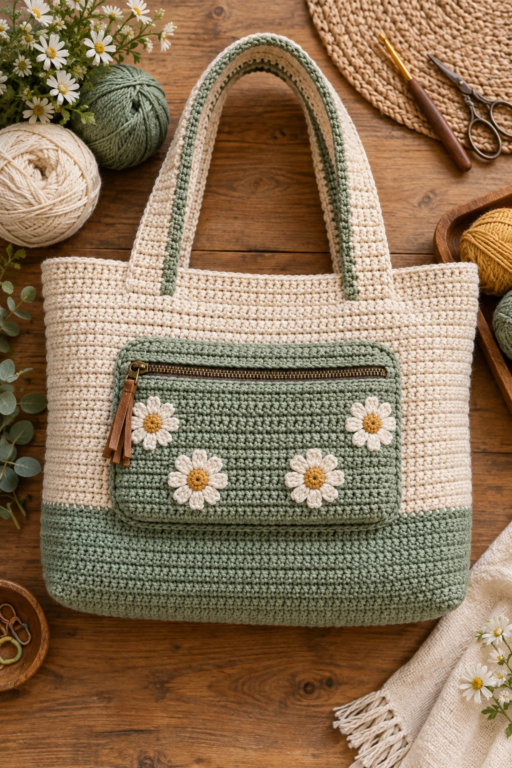 Zippered Pouch-Front Tote — crochet bag pattern tote style outfit