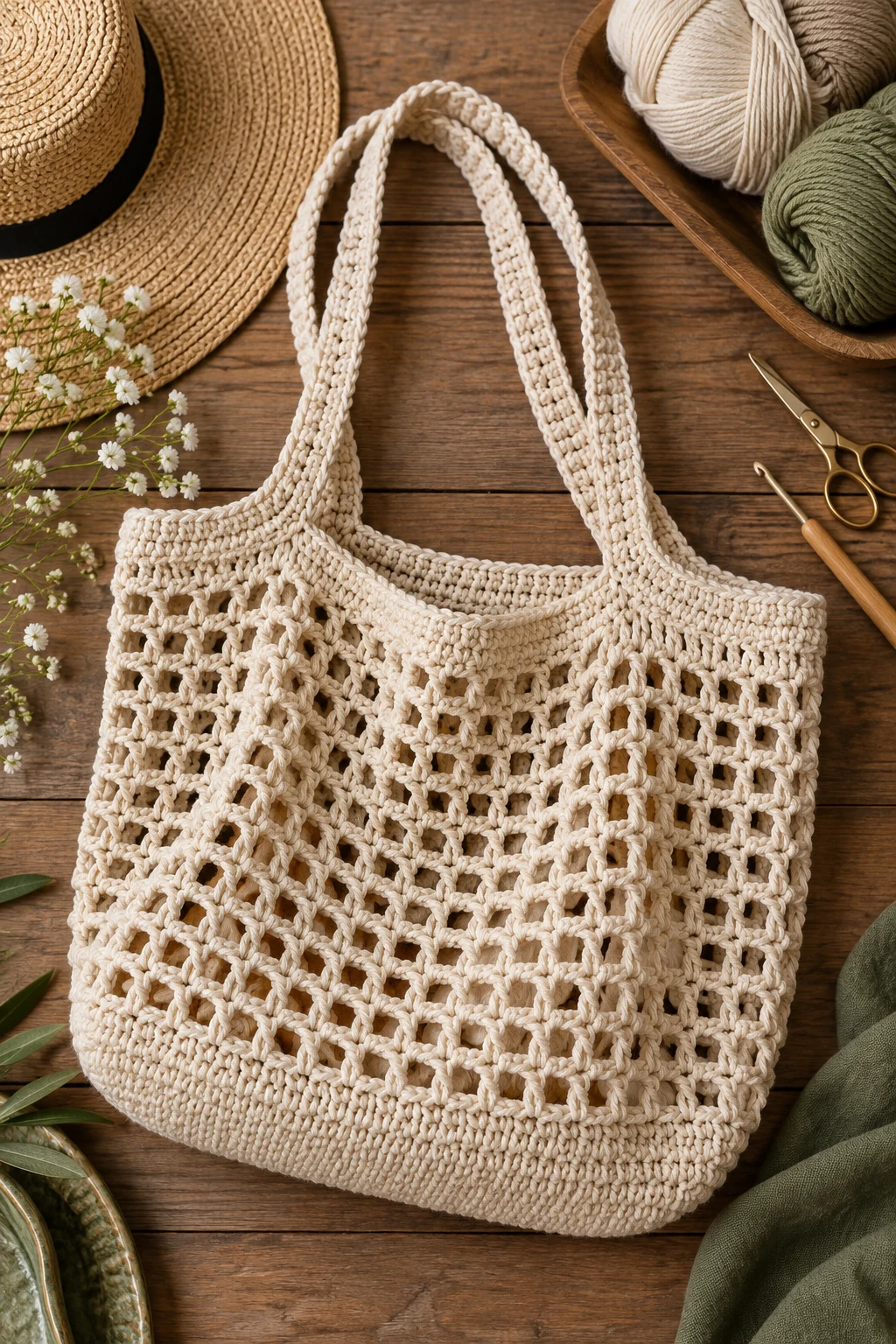 Open-Mesh Summer Tote — crochet bag pattern tote style outfit