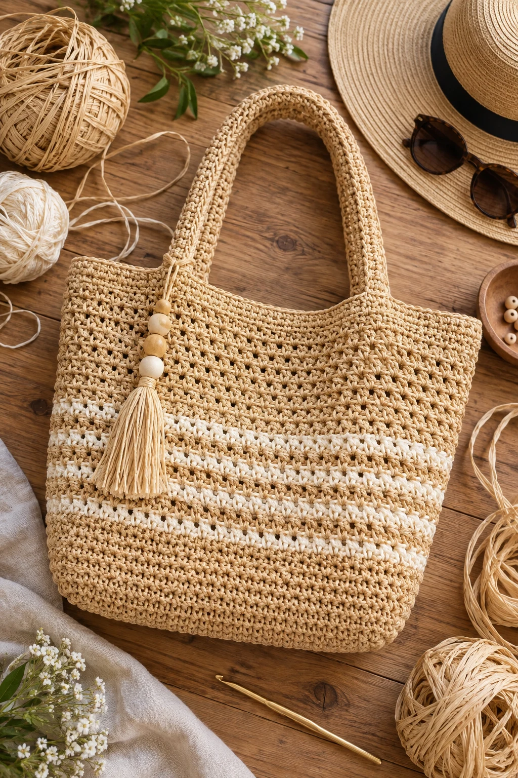 Raffia-Style Vacation Tote — crochet bag pattern tote style outfit