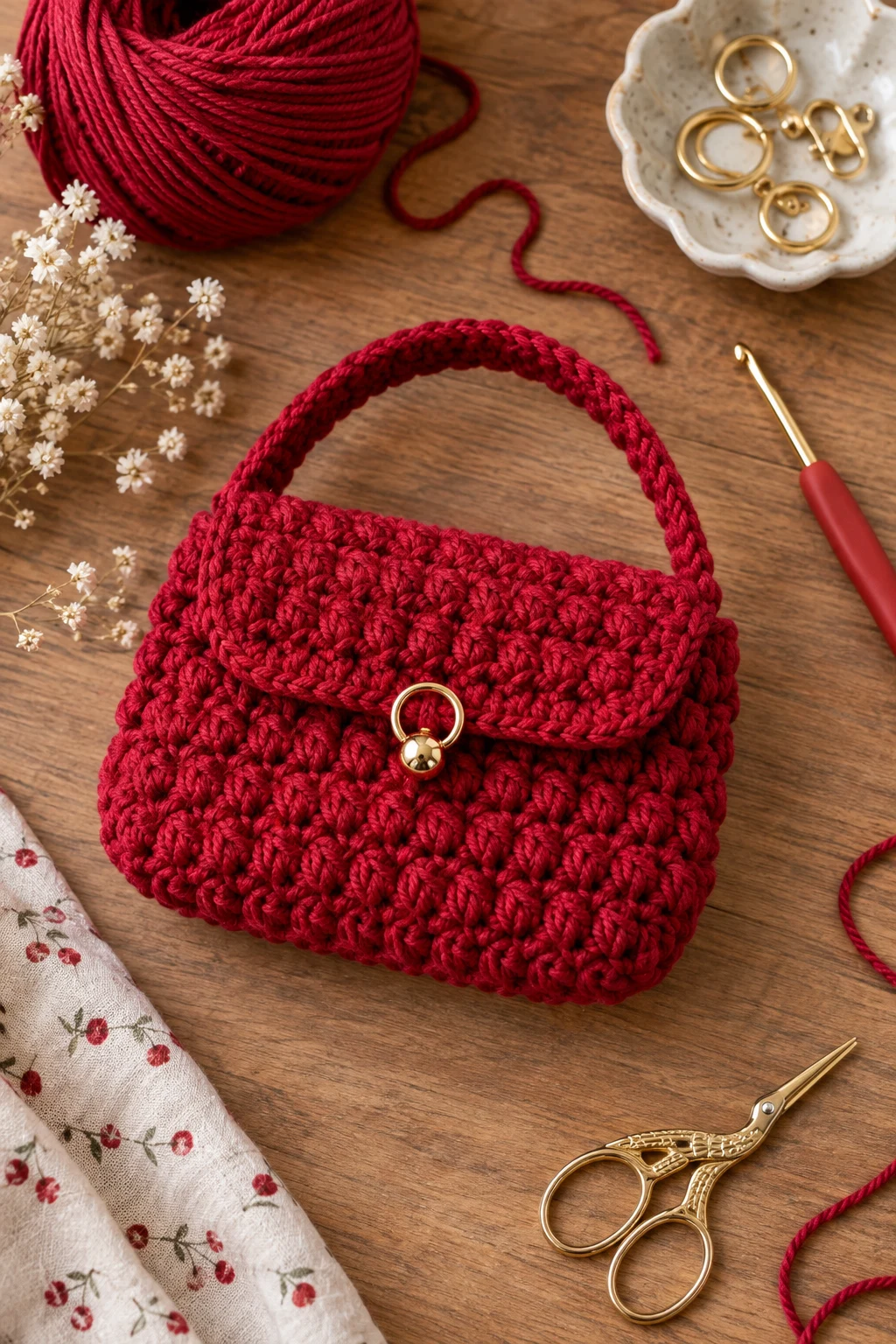 Cherry Red Mini Crochet Bag Pouch — crochet bag pouch style outfit