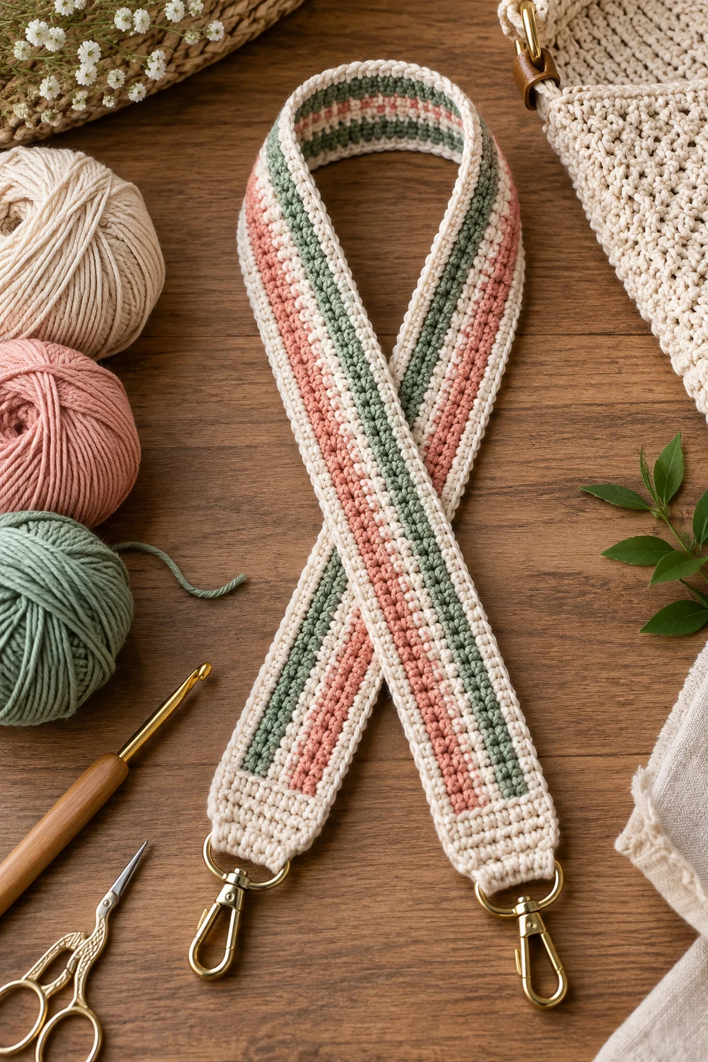 Striped Summer Strap — crochet bag straps free pattern style outfit