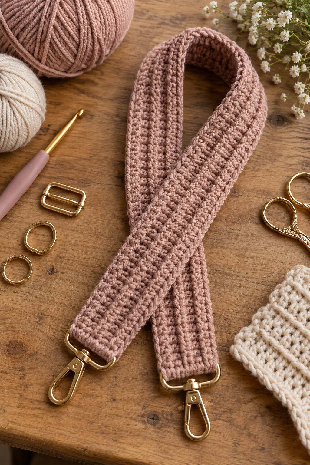 Crochet Purse Strap With Ribbed Texture — crochet bag straps free pattern style outfit