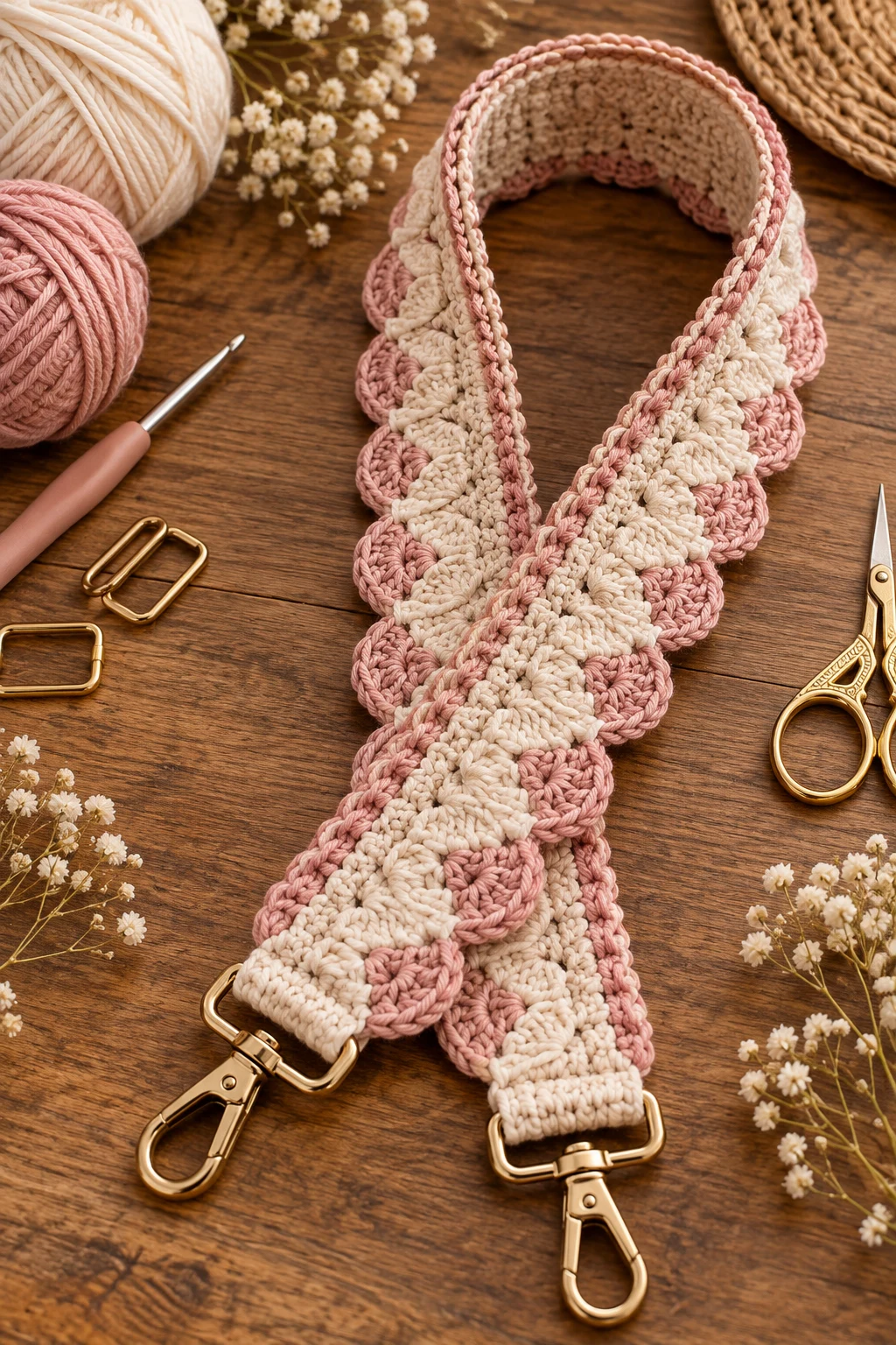 Scalloped elegant Strap — crochet bag straps style outfit