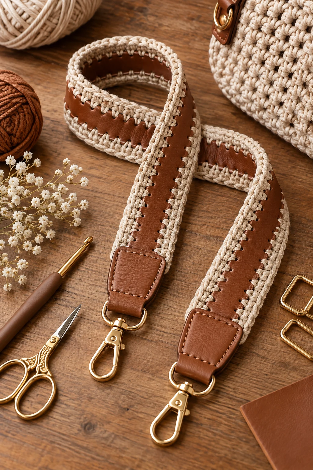 Leather-Look Crochet Strap — crochet bag straps style outfit