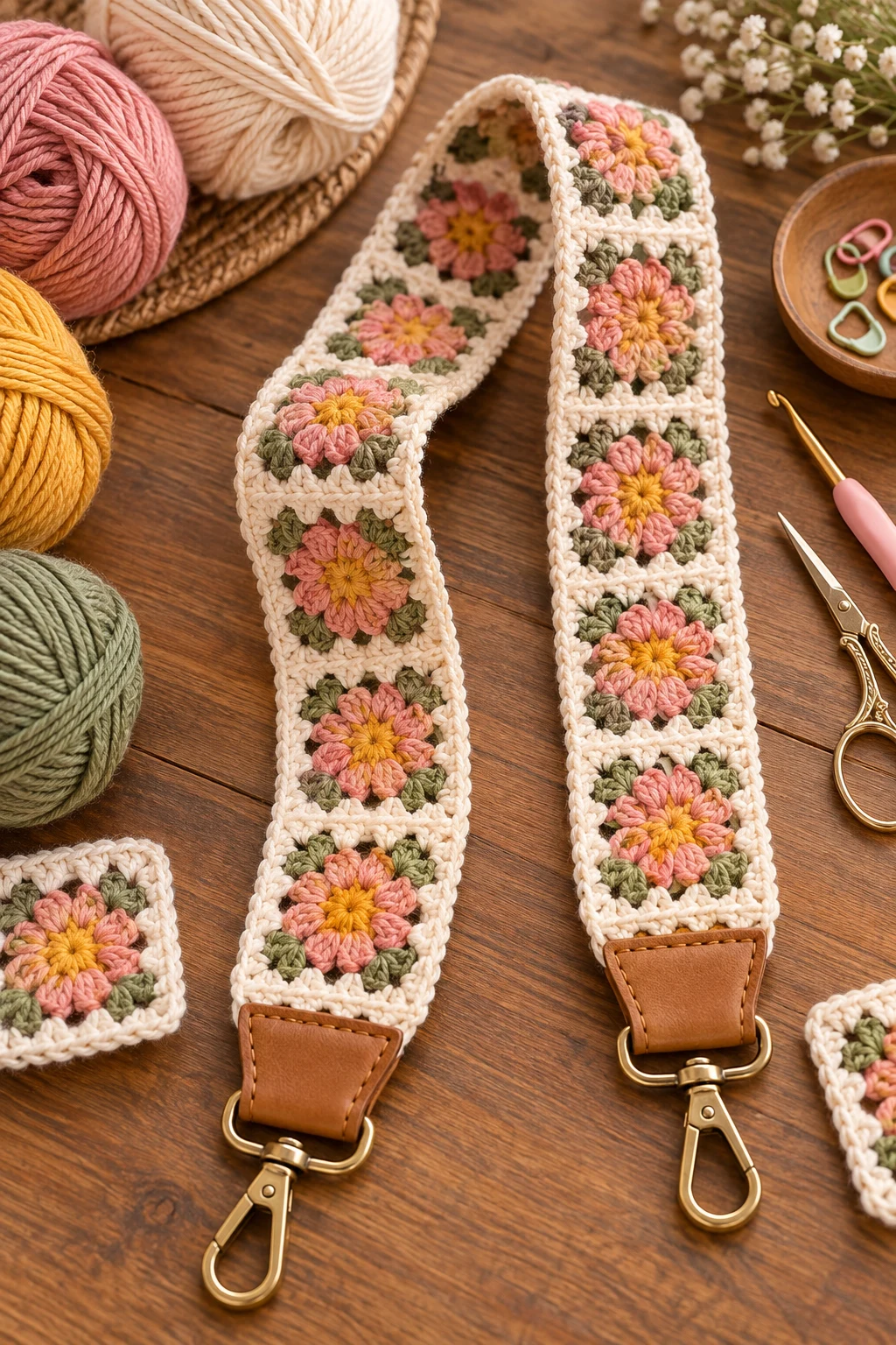 Granny Square Inspired Strap — crochet bag straps style outfit