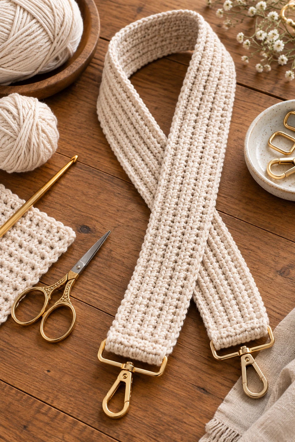 Ribbed Single-Color Strap — crochet bag straps style outfit