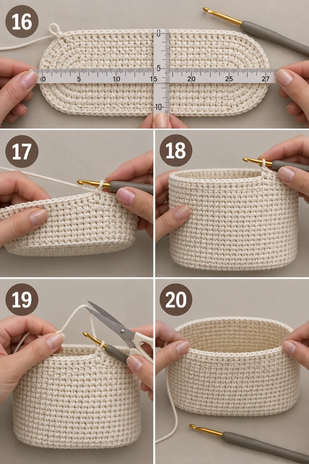 Steps 16–20 — crochet bag tutorial handbags