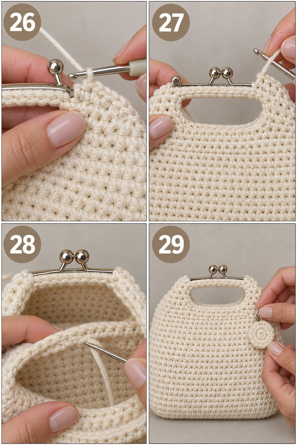 Steps 26–29 — crochet bag tutorial handbags