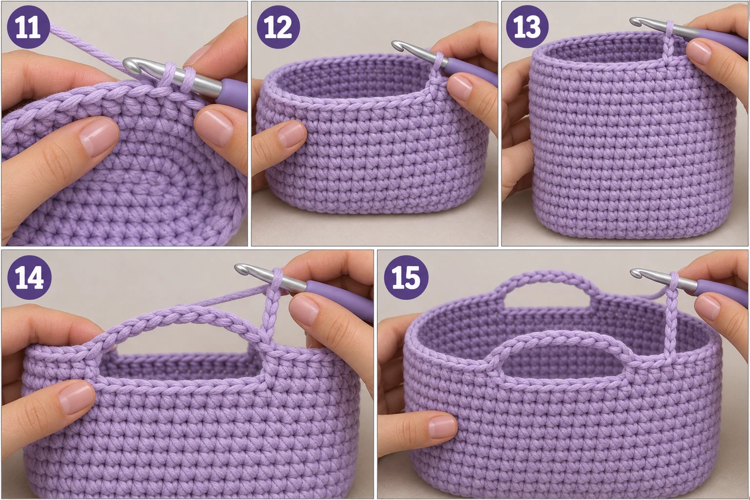 Steps 11–15 — crochet bag tutorials