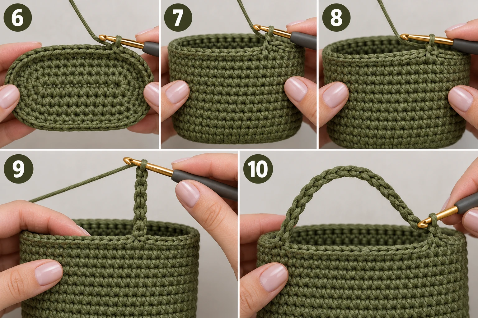 Steps 6–10 — crochet bags free patterns