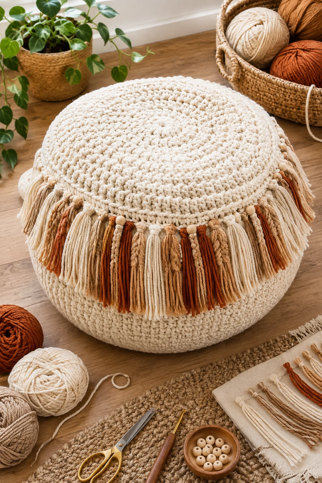 Boho Crochet Bean Bag With Fringe — crochet bean bag style outfit