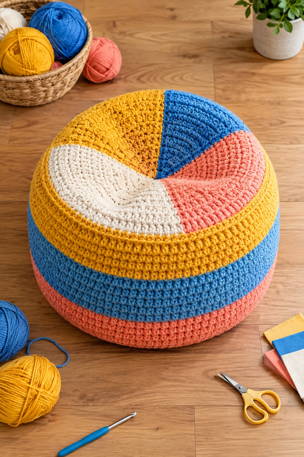 Color-Block Crochet Bean Bag for Kids — crochet bean bag style outfit