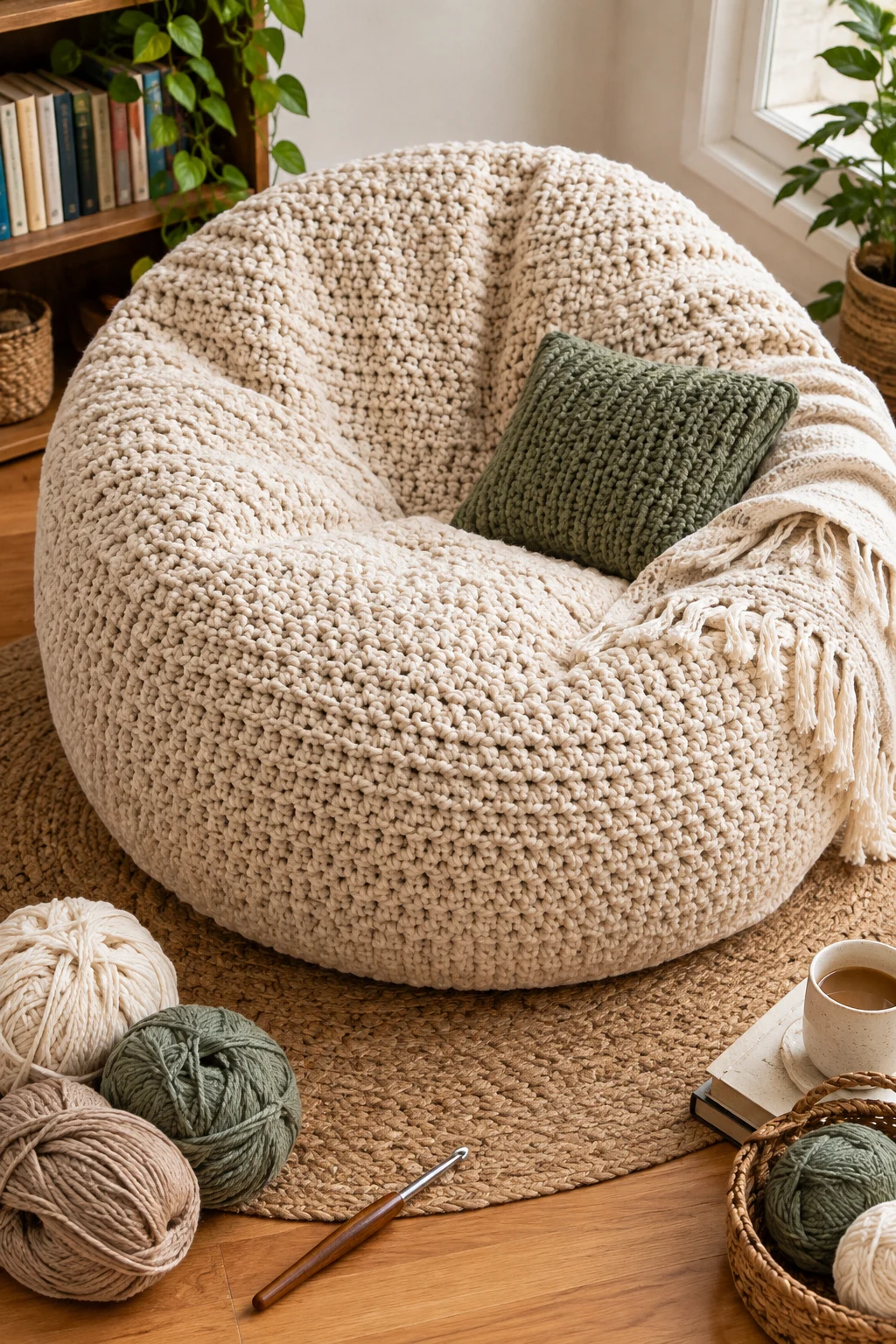 Oversized Crochet Bean Bag for a Reading Nook — crochet bean bag style outfit