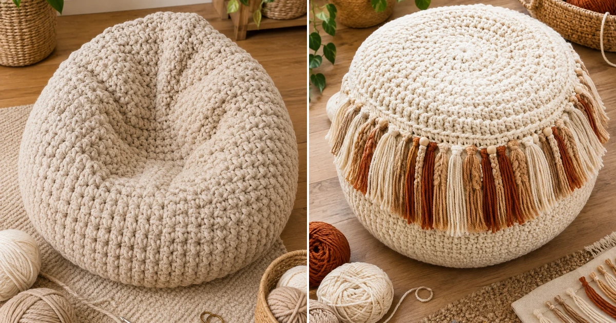 10 Creative Crochet Bean Bag Ideas to Make Your Space crochet bean bag