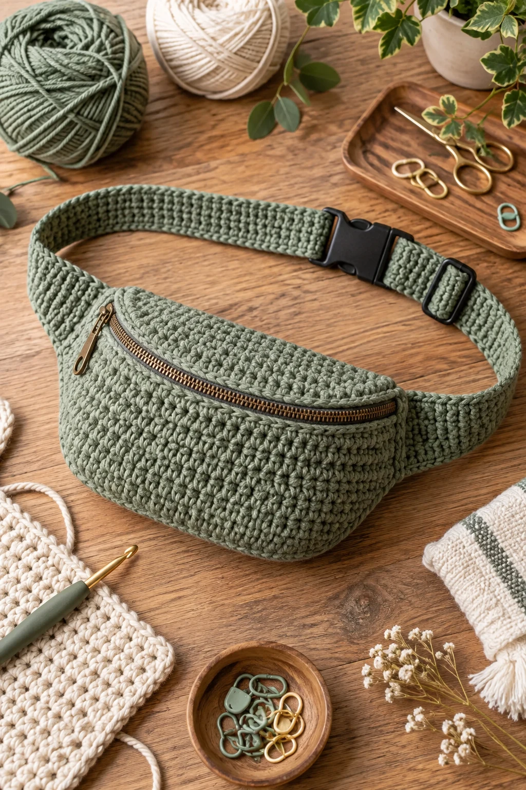 Easy Free-Pattern Crochet Belt Bag — crochet belt bag style outfit