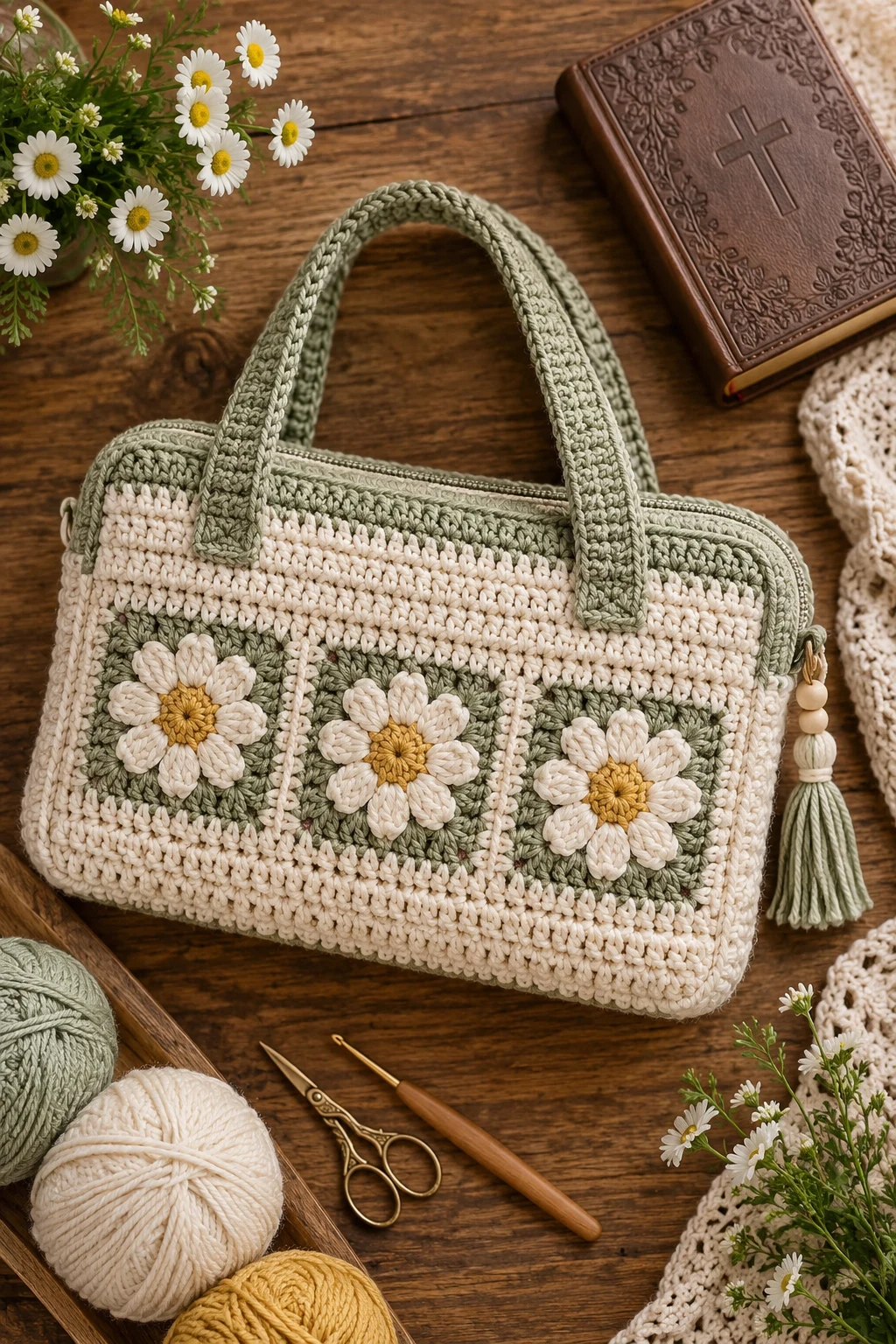 Crochet Bible Bag With Handles — crochet bible bag style outfit