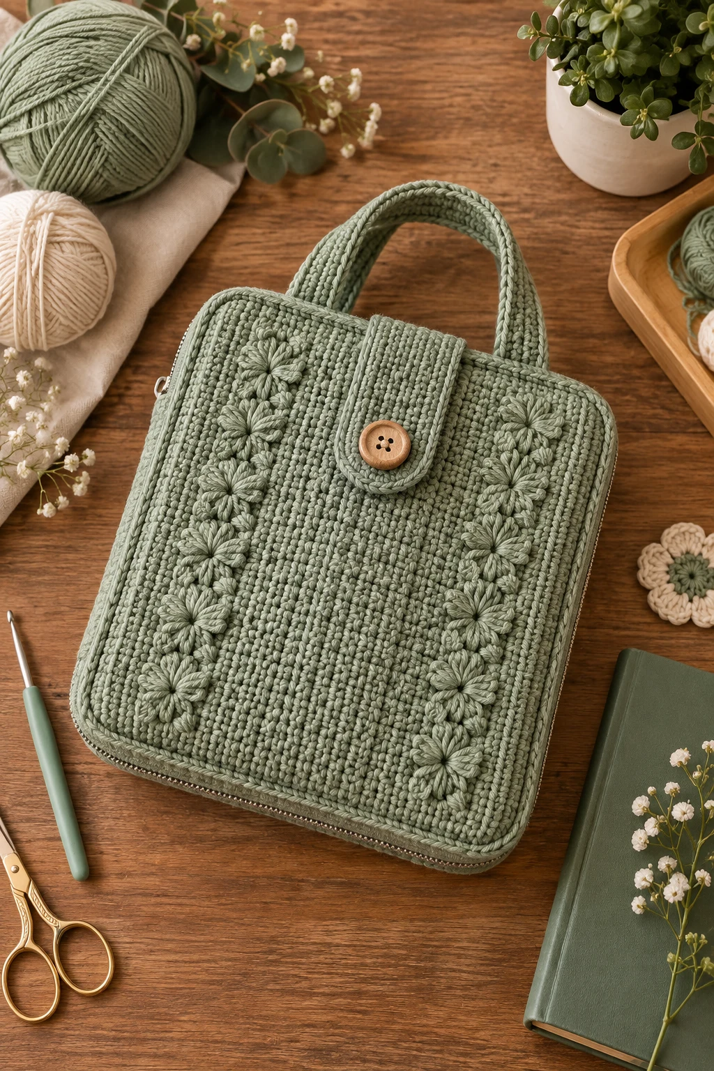 Soft Sage Green Bible Cover Bag — crochet bible bag style outfit