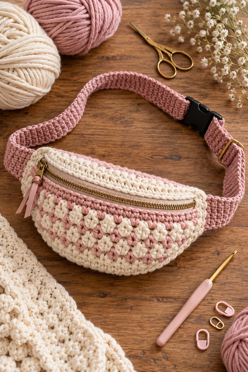 Mini Crochet Fanny Bag — crochet bum bag style outfit