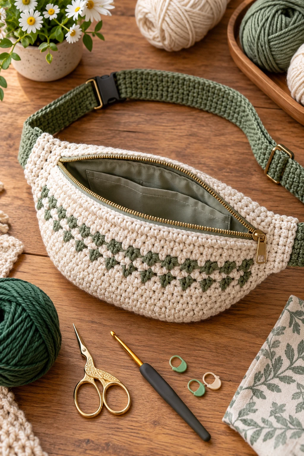 Zippered Crochet Waist Bag With Lining — crochet bum bag style outfit
