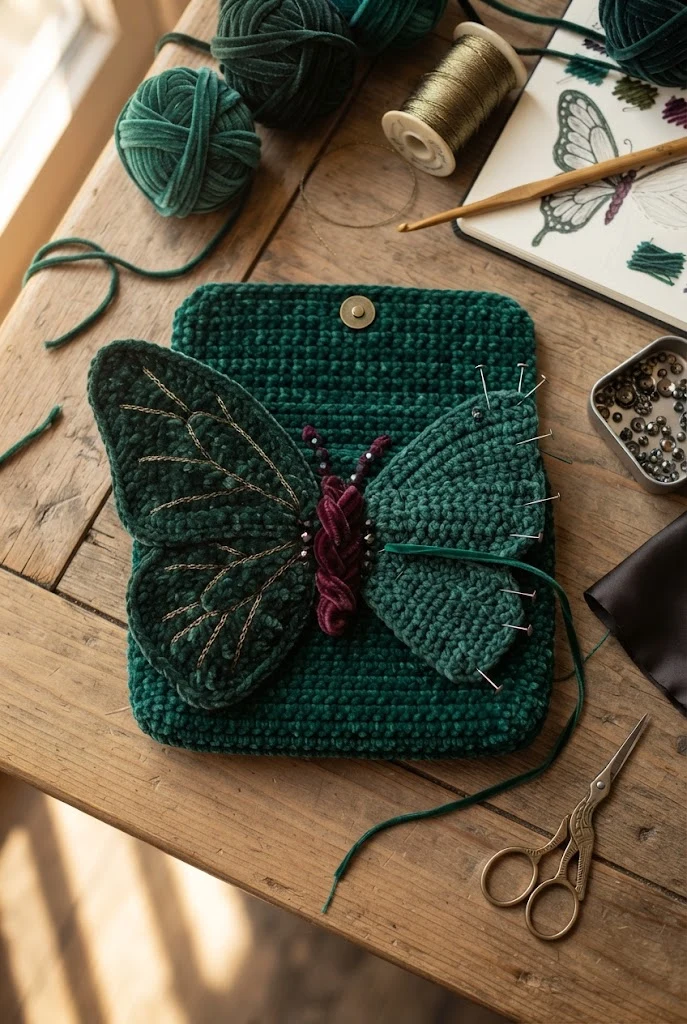 Gothic Moody Velvet Wing Bag — crochet butterfly bag style outfit