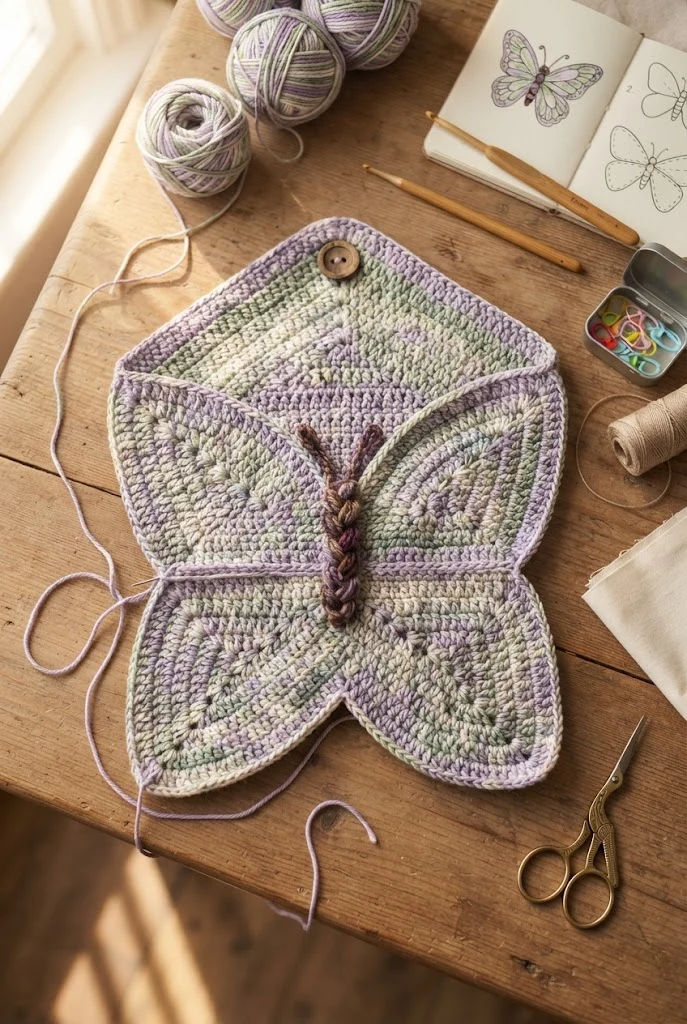 Beginner-Friendly Two-Panel Envelope Bag — crochet butterfly bag style outfit