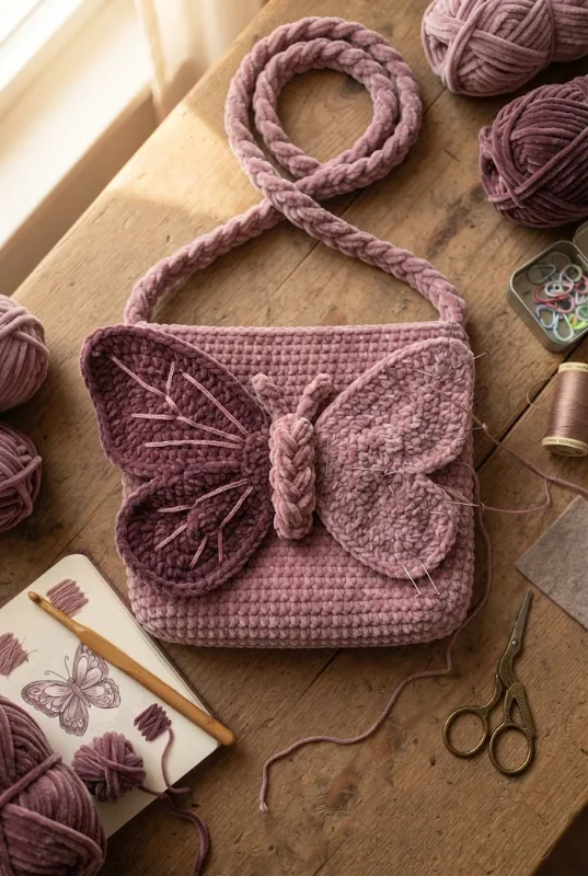 Cozy Velvet Plush Shoulder Bag — crochet butterfly bag style outfit