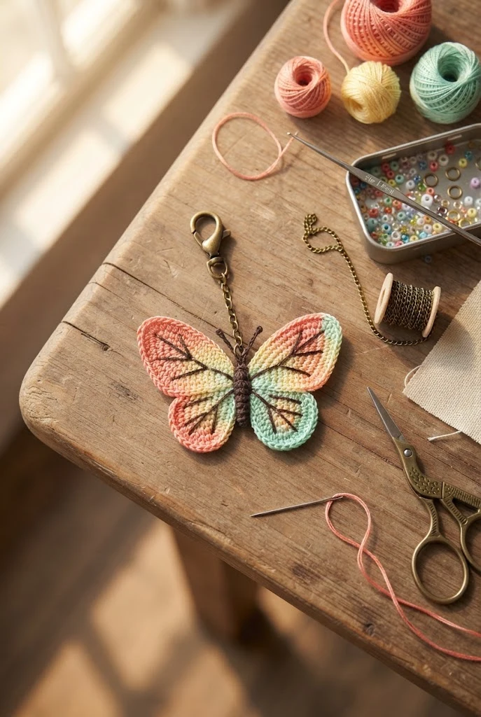 Miniature Butterfly Bag Charm — crochet butterfly bag style outfit