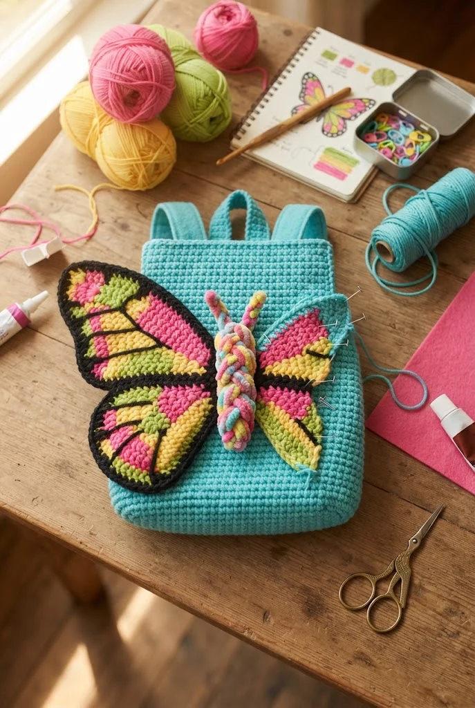 Kid-Friendly Felt-Lined Backpack — crochet butterfly bag style outfit