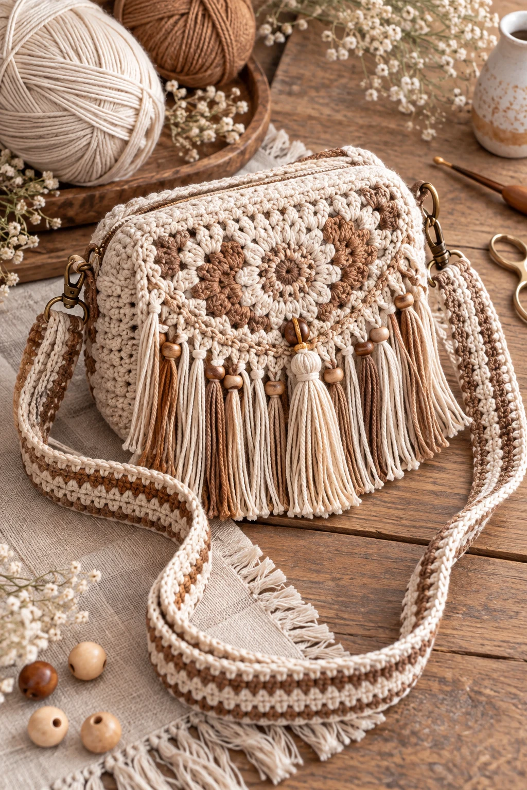 Boho Fringe Camera Bag — crochet camera bag style outfit
