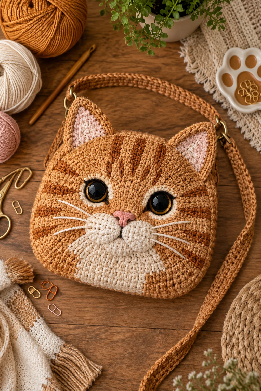 Ginger Tabby Crochet Cat Bag — crochet cat bag style outfit