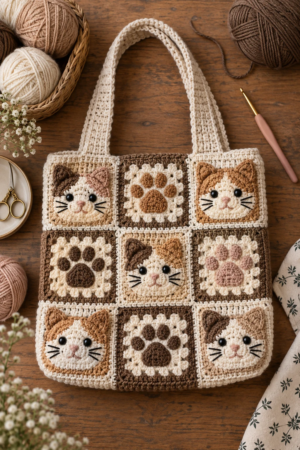 Crochet Cat Bag With Granny Squares — crochet cat bag style outfit